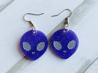Handmade Resin Earrings - Purple Aliens