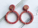 Handmade Resin Earrings - Pink Color Shift Dangle Hoop Studs