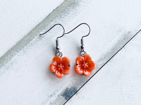 Handmade Resin Earrings - Orange Hibiscus