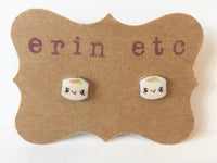 Handmade Plastic Earrings - Sushi Roll