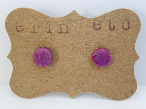 Handmade Resin Earrings - Pink/Purple Marbled Shimmer Studs
