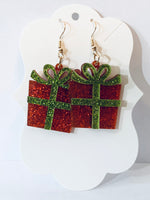 Acrylic Christmas Earrings - Glittery Presents