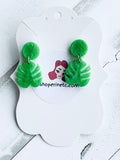 Handmade Resin Earrings - Baby Monstera Leaf Dangles