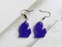 Handmade Resin Earrings - Purple Michigan Dangles