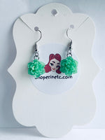 Handmade Resin Earrings - Light Green Succulent Dangles
