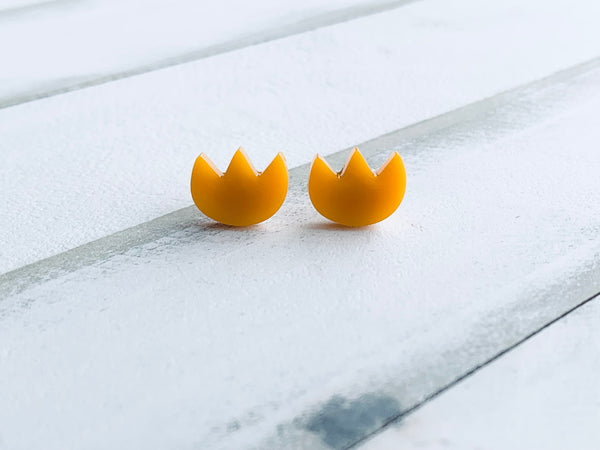 Handmade Resin Earrings - Orange Tulip Studs