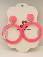Acrylic Earrings - Pink Glitter Circles