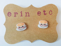 Handmade Plastic Earrings - Latte