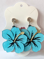Acrylic Earrings - Hibiscus Flower