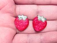 Handmade Resin Earrings - Strawberry Studs