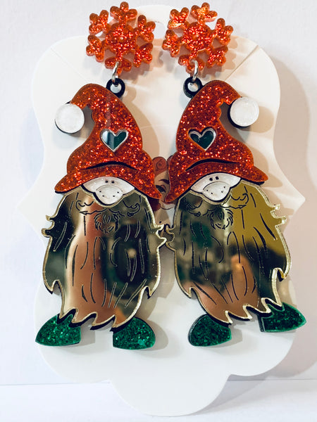 Acrylic Earrings - Red Holiday Gnomes