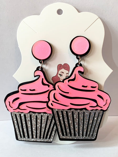 Acrylic Earrings - Cupcakes