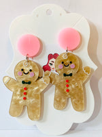 Acrylic Earrings - Gingerbread Men