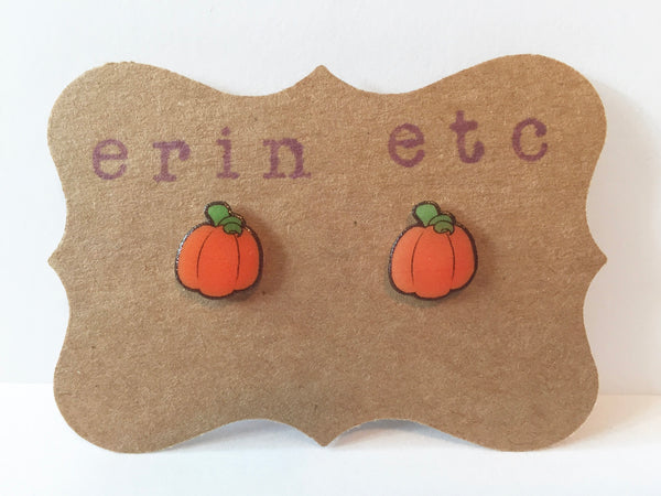 Handmade Plastic Earrings - Pumpkin