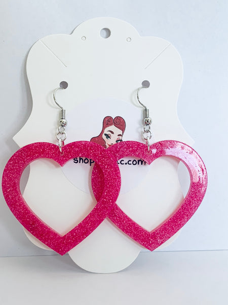 Handmade Resin Earrings - Heart Dangles