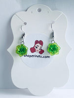 Handmade Resin Earrings - Translucent Green Succulent Dangles