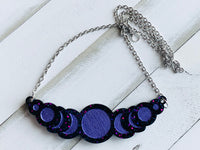 Handmade Resin Necklace - Black Galaxy Lunar Phase