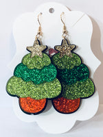 Acrylic Christmas Earrings - Glittery Christmas Trees