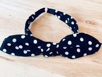 Black Polka Dot Bow Headband