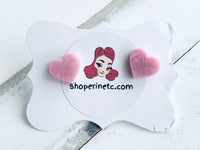 Handmade Resin Earrings - Light Pink Heart Studs