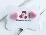 Handmade Resin Earrings - Light Pink Heart Studs