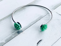 Handmade Resin Cuff Bracelet - Light Green Succulent