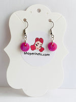 Handmade Resin Earrings - Pink Round Button Dangles