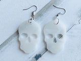 Handmade Resin Earrings - GITD Holographic Skull Dangles