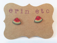 Handmade Plastic Earrings - Watermelon