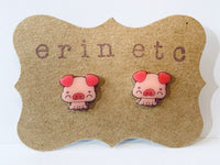 Handmade Plastic Earrings - Pig