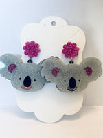 Acrylic Earrings - Glittery Koalas