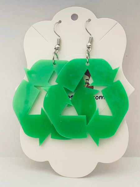 Acrylic Earrings - Recycle Symbol